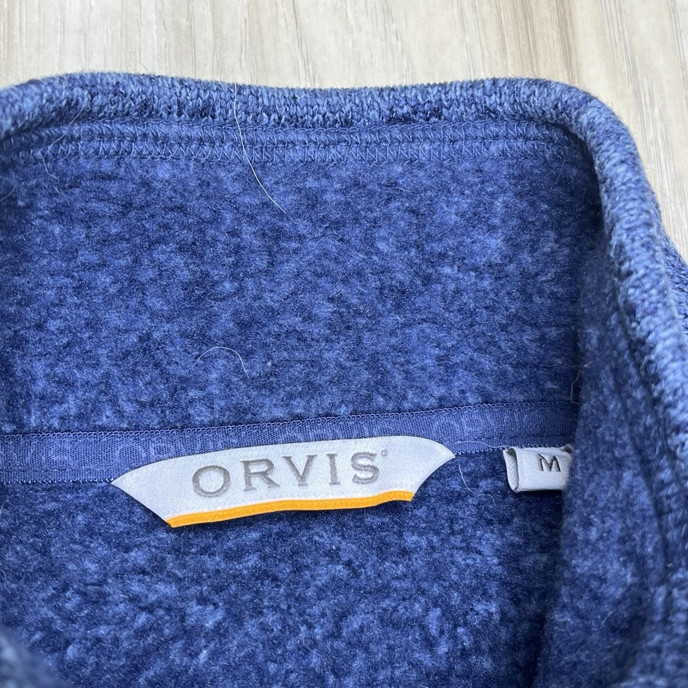Orvis Full Zip Fleece Jacket Mock Neck Pockets Zippers Blue Mens Size Medium - Picture 7 of 15
